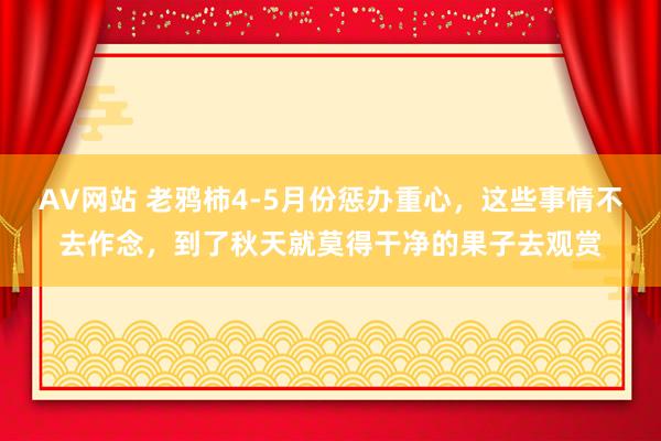AV网站 老鸦柿4-5月份惩办重心，这些事情不去作念，到了秋天就莫得干净的果子去观赏