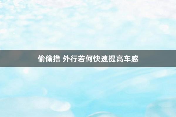 偷偷撸 外行若何快速提高车感