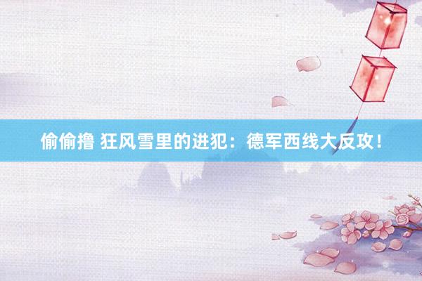 偷偷撸 狂风雪里的进犯：德军西线大反攻！